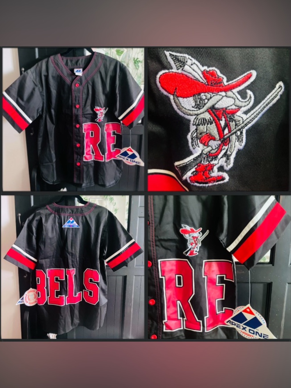NWT Vintage 90s Apex One Button Up UNLV RUNNIN REBELS All Over Jersey Sz Small